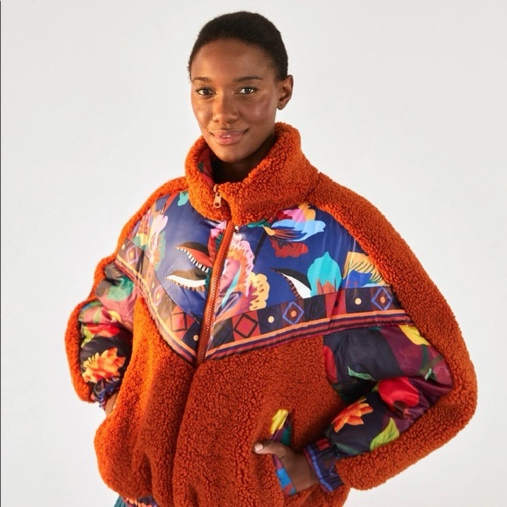 Farm Rio Lucy floral reversible puffer XS